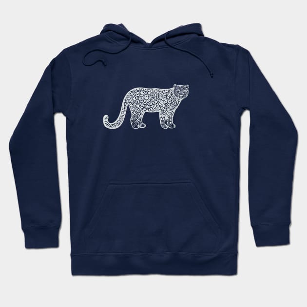 Snow Leopard - detailed big cat drawing Hoodie by Green Paladin